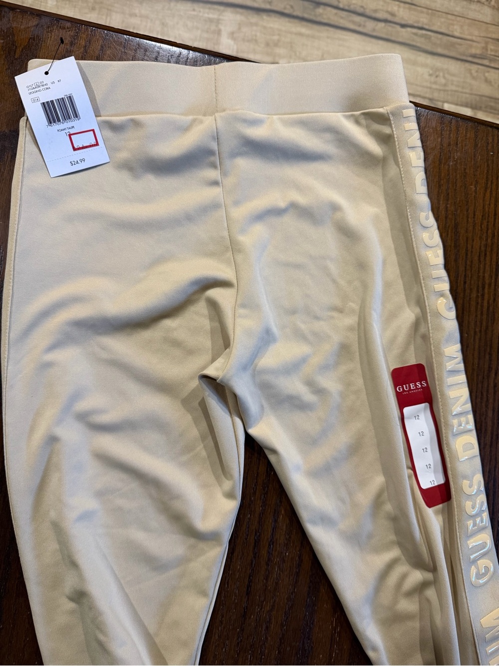 NWT- GUESS Cream Logo Tape Girls' Leggings